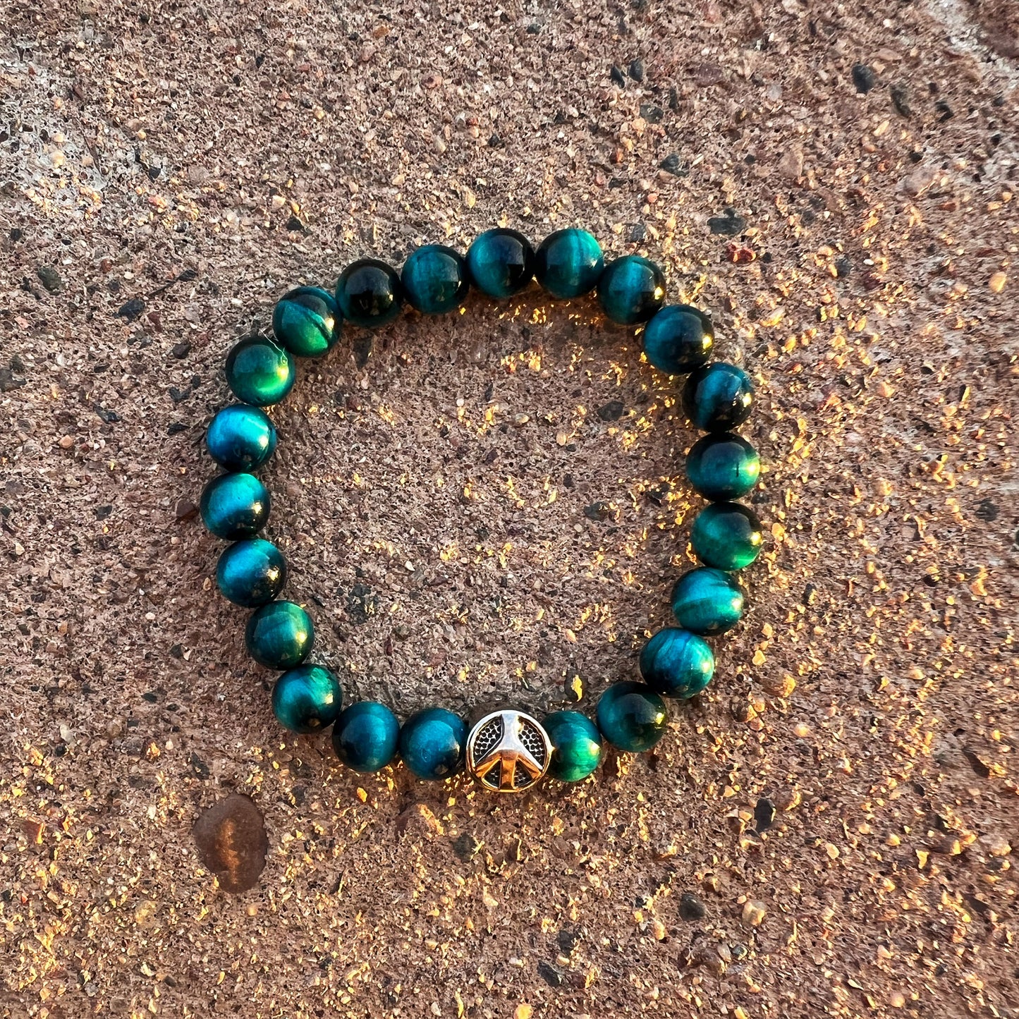 Blue Tigers Eye with peace sign…
